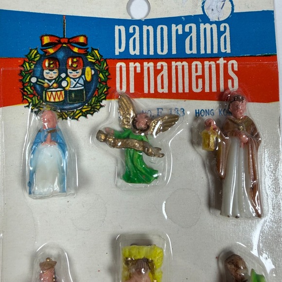 Panorama Ornaments Nativity Figures Jesus Mary Joseph Mini Figures Hong Kong VTG - Picture 2 of 8